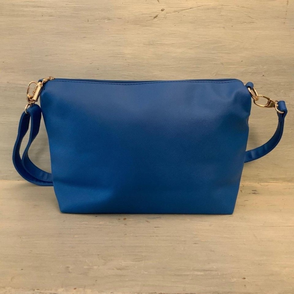 Electric Blue Faux Leather Crossbody Shoulder Bag Purse Like New